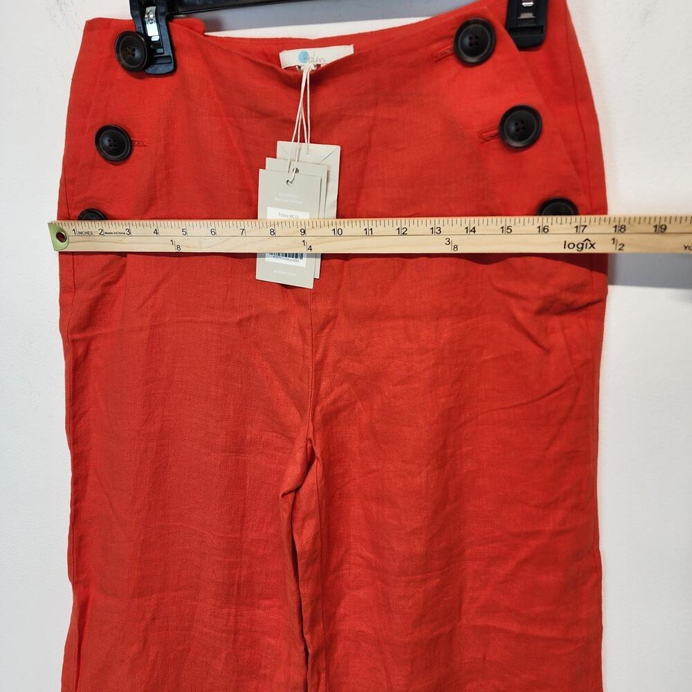 Boden Wide Leg Sailor Pants Size 6 Dark Orange 100% Linen Button Front Euro Chic - Picture 9 of 13